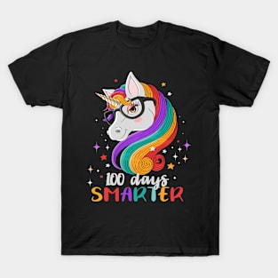 Funny Unicorn Girls 100 Days Smarter T-Shirt